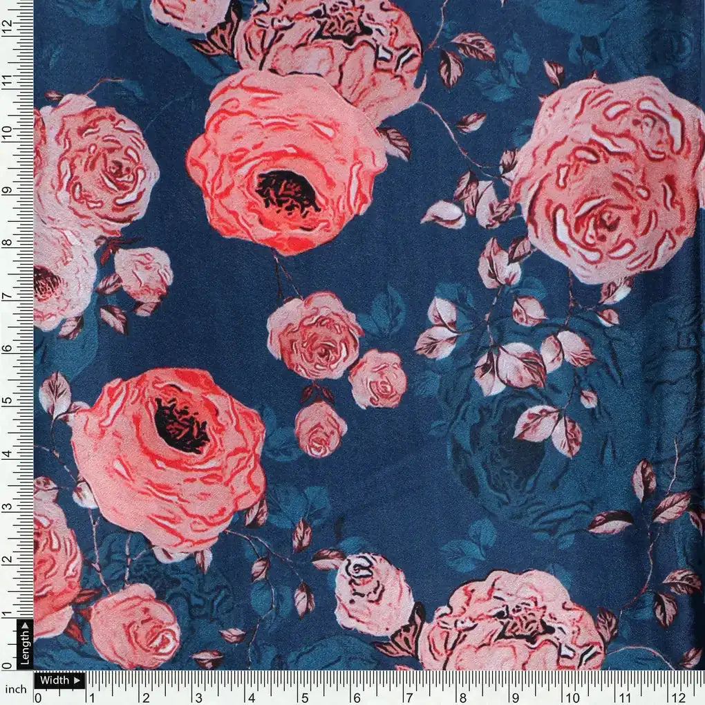 Redish Floral Repeat Digital Printed Fabric - Japan Satin – js 0 ta06678 110 redish floral repeat digital printed fabric japan satin 4