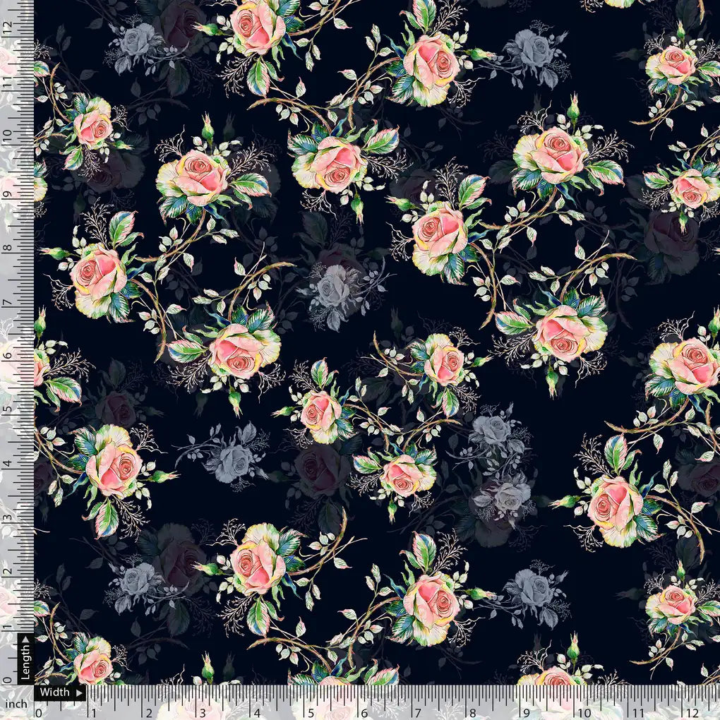 Colourful Roses With Multicolour Branch Digital Printed Fabric – js 0 ta06702p6 110 colourful roses with multicolour branch digital printed fabric 5
