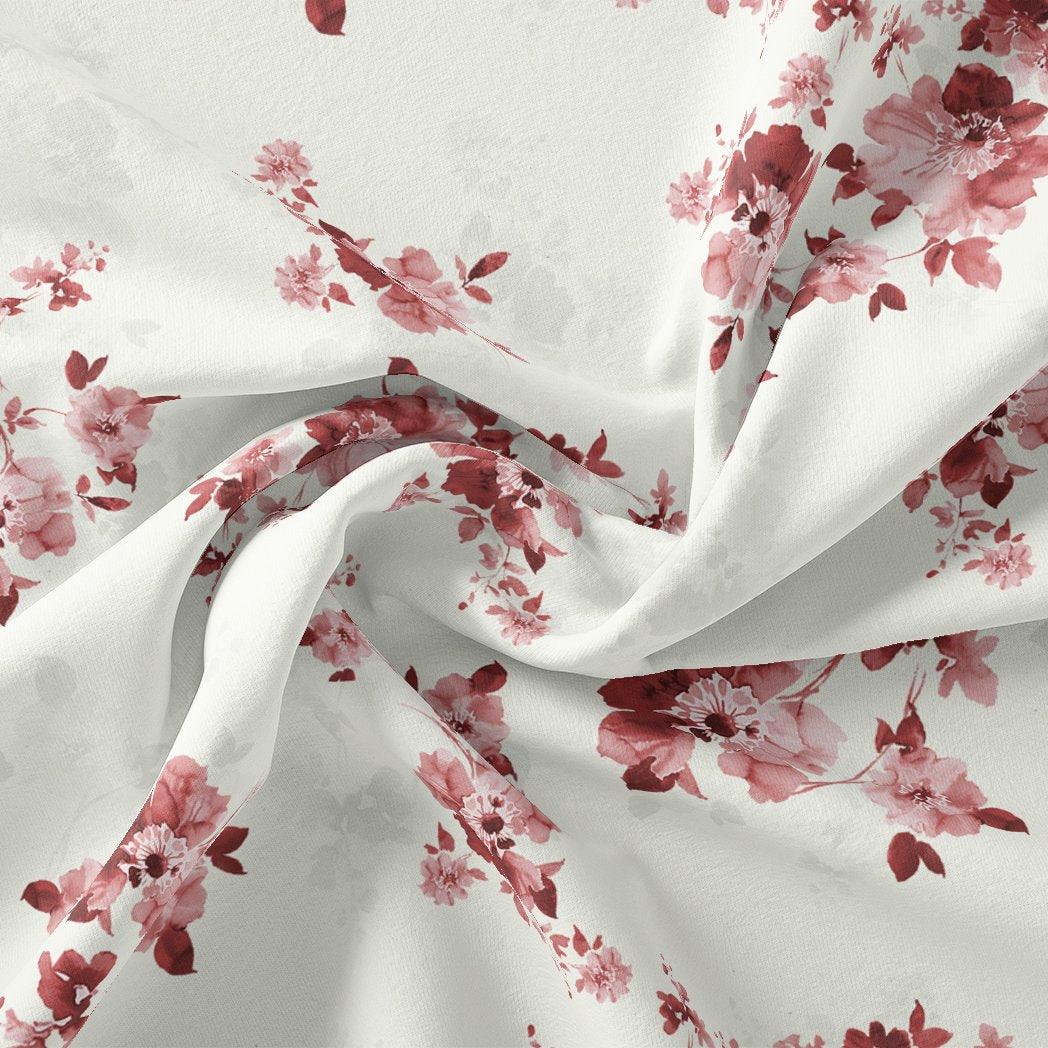 Maroon Flower Bunch Digital Printed Fabric - FAB VOGUE Studio®