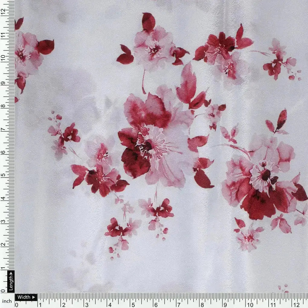 Maroon Flower Bunch Digital Printed Fabric - Japan Satin – js 0 ta06839p3 110 maroon flower bunch digital printed fabric japan satin 4