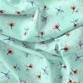 Brown Floating Flower On Rama Green Digital Printed Fabric  - Japan Satin – js 0 ta06994p1 110 brown floating flower on rama green digital printed fabric japan satin 1