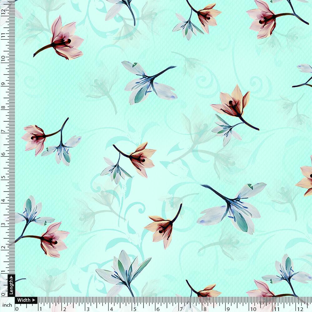 Brown Floating Flower On Rama Green Digital Printed Fabric  - Japan Satin – js 0 ta06994p1 110 brown floating flower on rama green digital printed fabric japan satin 4