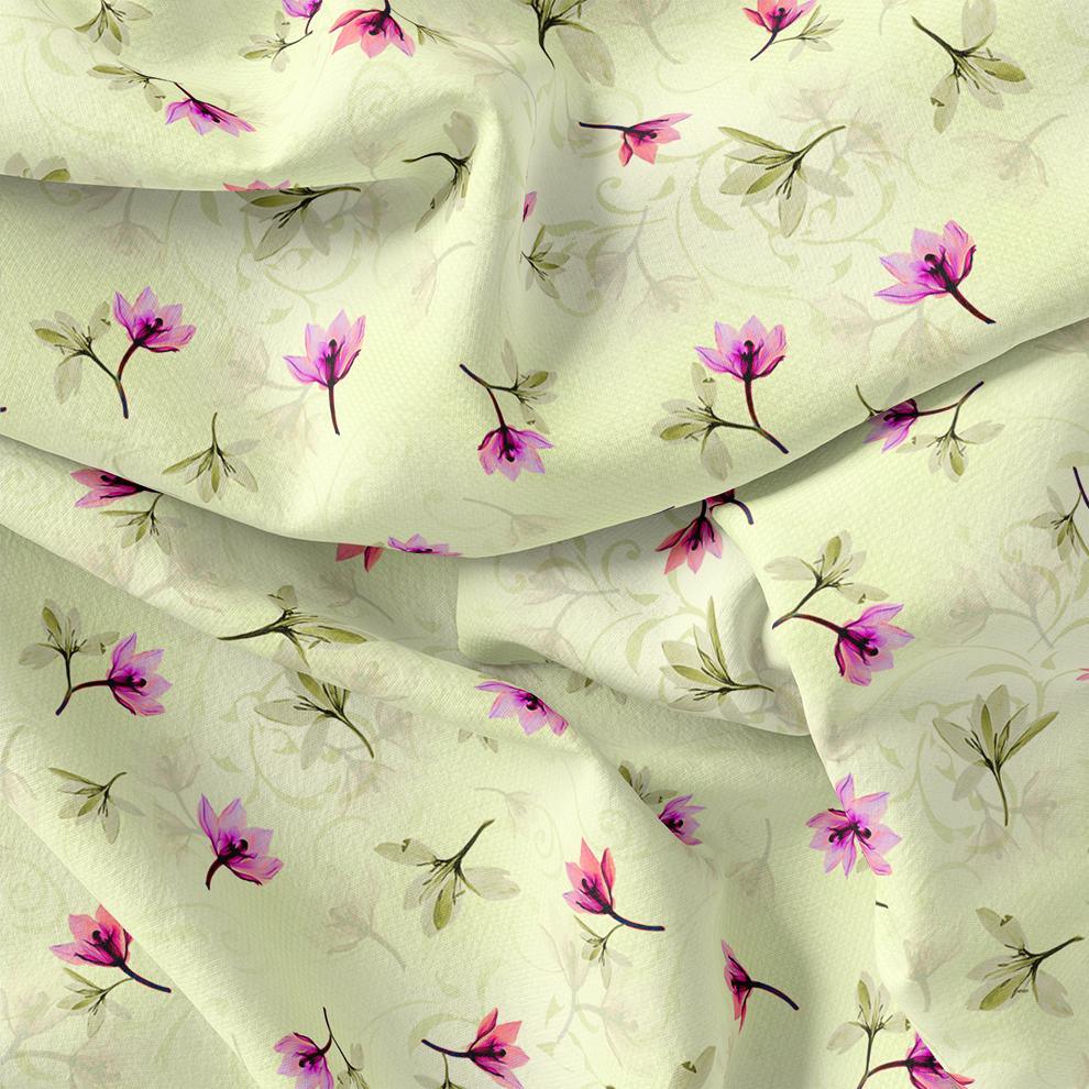 Pink Red Floating Flower On Lemon Yellow Digital Printed Fabric – js 0 ta06994p2 110 pink red floating flower on lemon yellow digital printed fabric 1