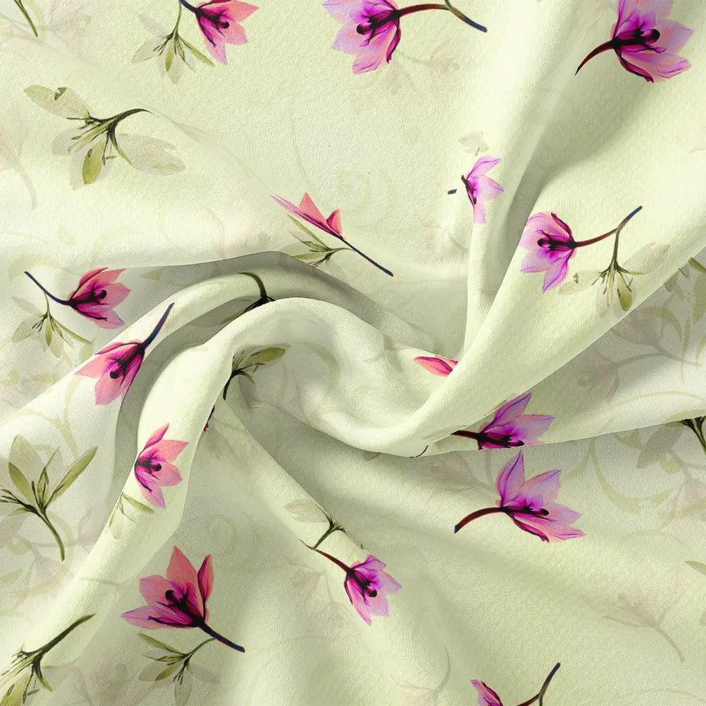 Pink Red Floating Flower On Lemon Yellow Digital Printed Fabric – js 0 ta06994p2 110 pink red floating flower on lemon yellow digital printed fabric 2
