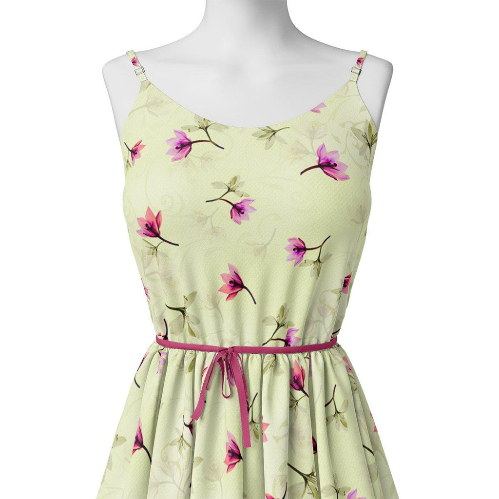 Pink Red Floating Flower On Lemon Yellow Digital Printed Fabric – js 0 ta06994p2 110 pink red floating flower on lemon yellow digital printed fabric 3