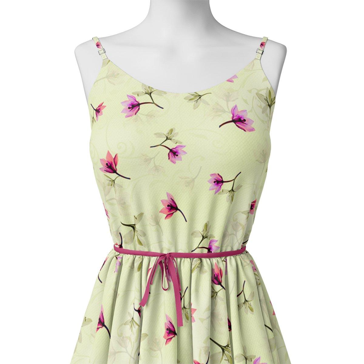 Pink Red Floating Flower On Lemon Yellow Digital Printed Fabric – js 0 ta06994p2 110 pink red floating flower on lemon yellow digital printed fabric 3