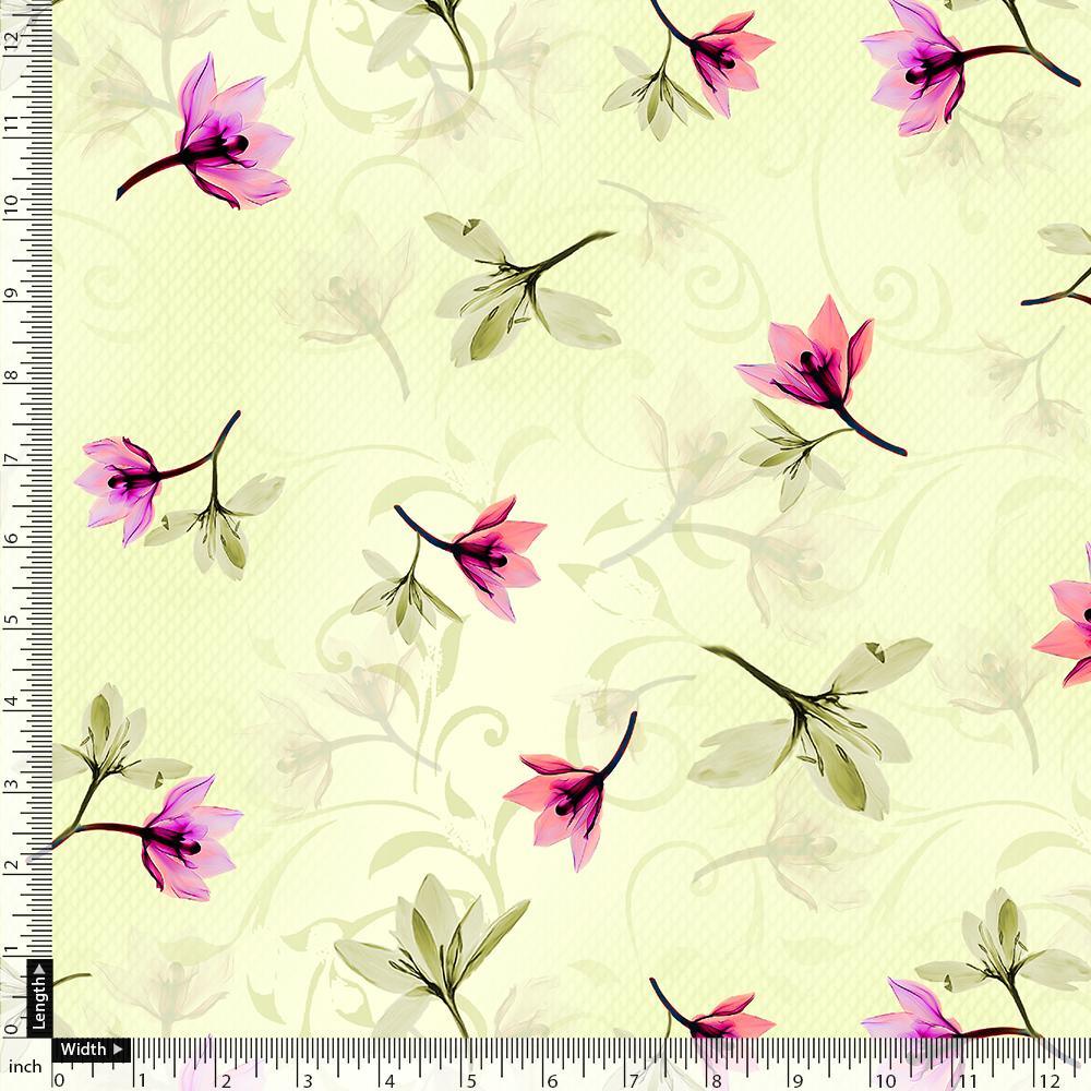 Pink Red Floating Flower On Lemon Yellow Digital Printed Fabric – js 0 ta06994p2 110 pink red floating flower on lemon yellow digital printed fabric 4