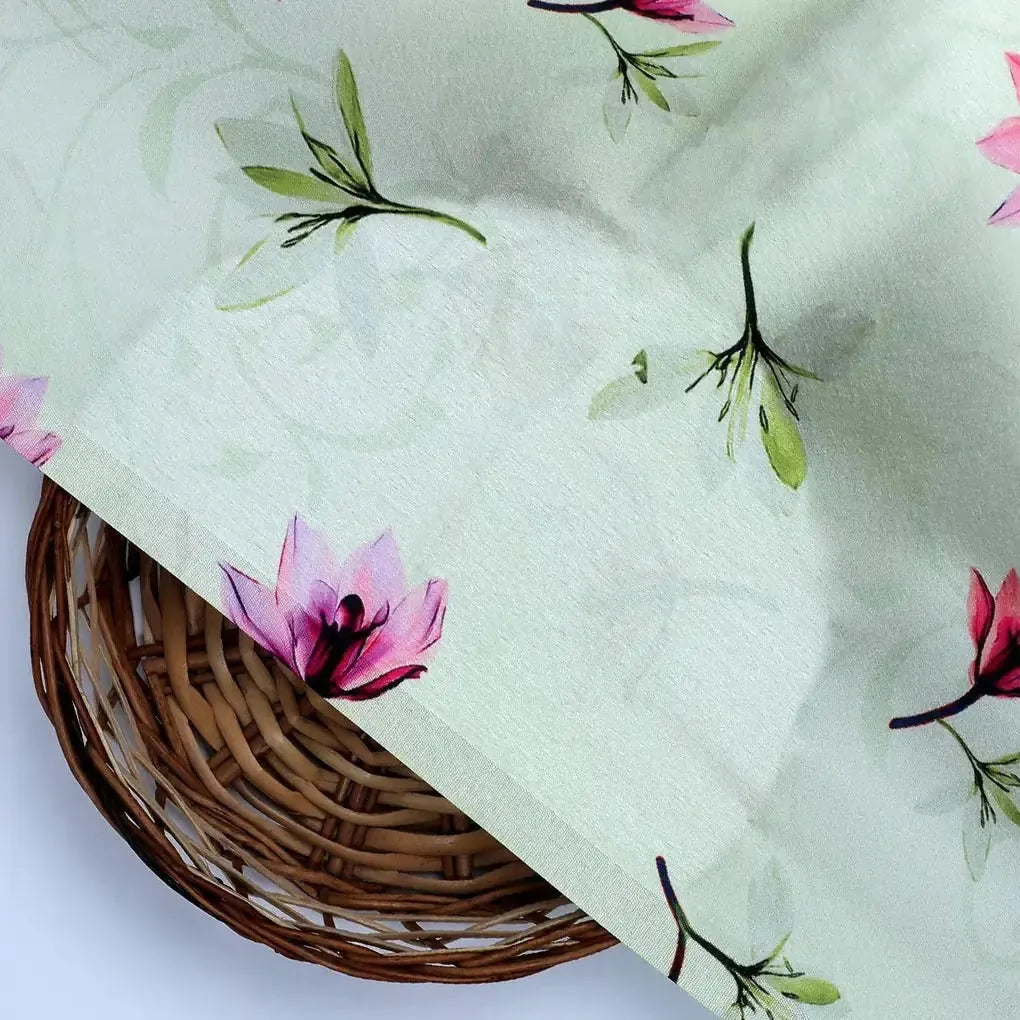 Pink Red Floating Flower On Lemon Yellow Digital Printed Fabric  - Japan Satin – js 0 ta06994p2 110 pink red floating flower on lemon yellow digital printed fabric japan satin 2