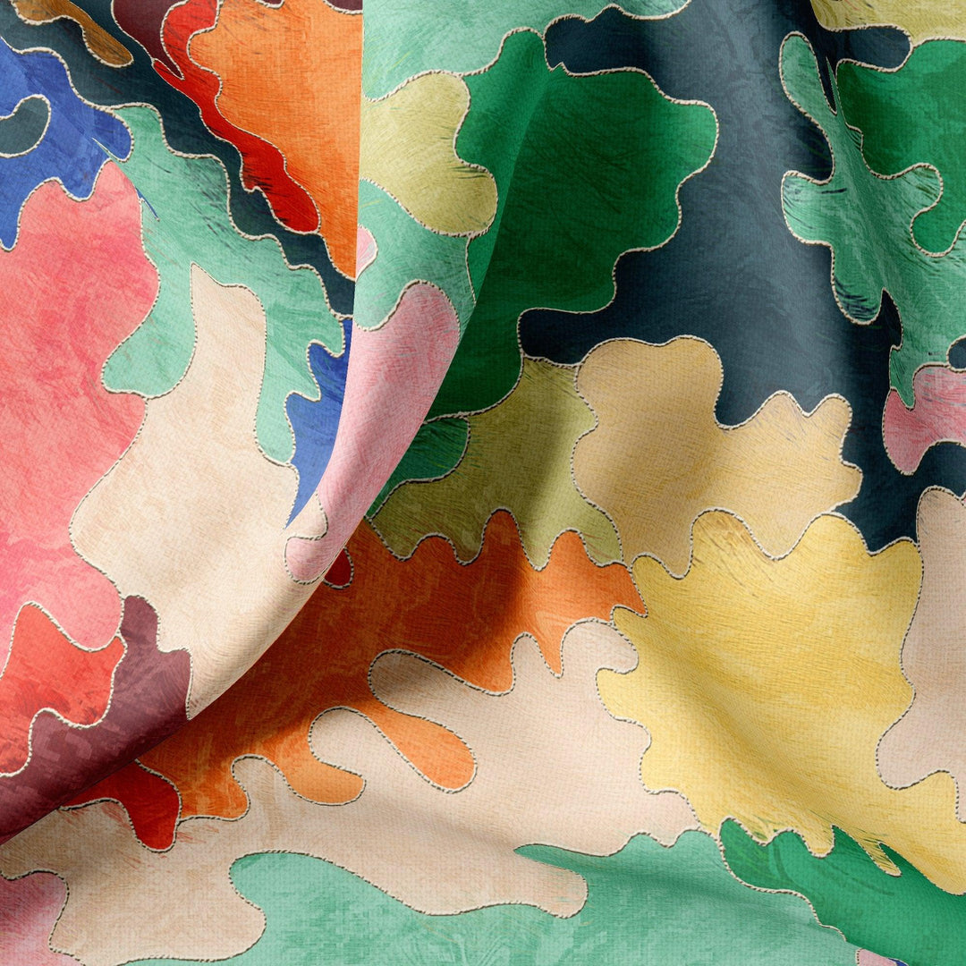 Multicolor Jigsaw type Digital Printed Fabric - FAB VOGUE Studio®