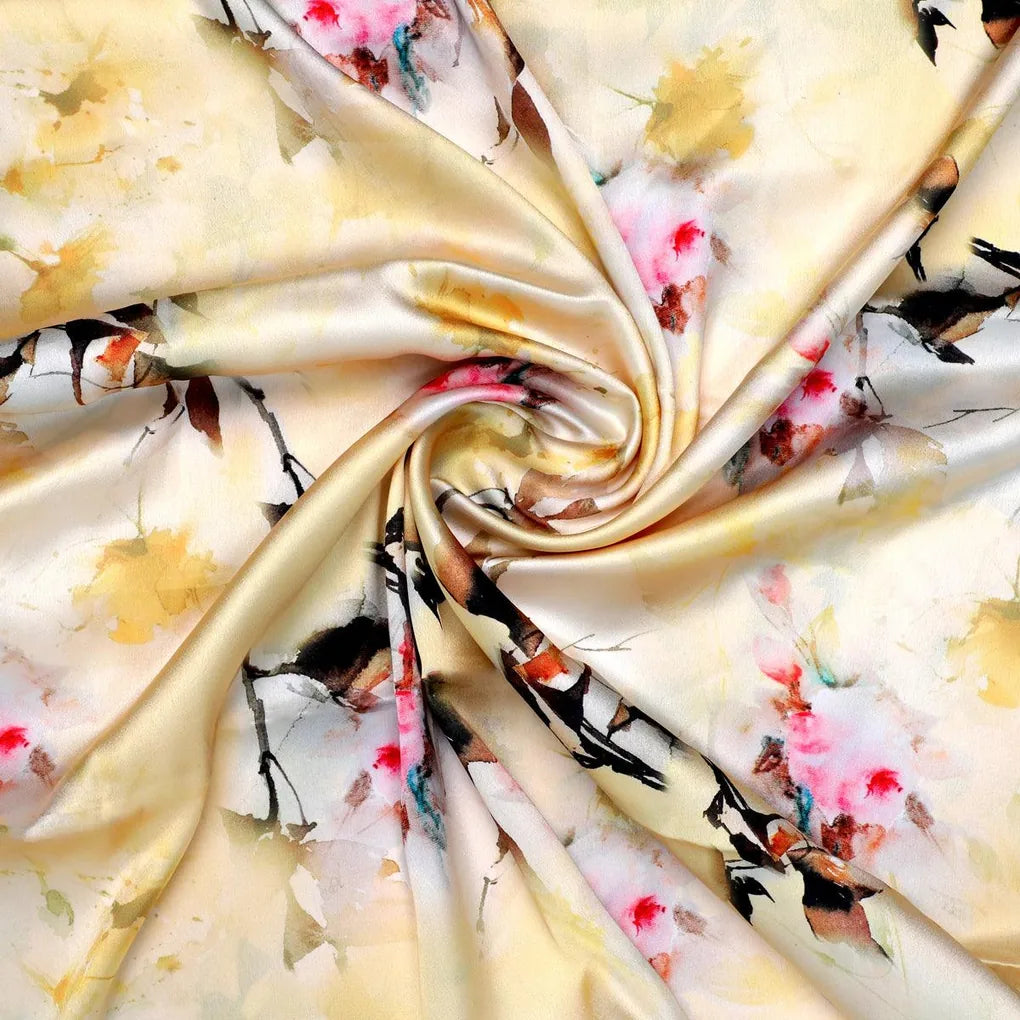 Coolest Watercolour Paper Art Of Flower Digital Printed Fabric - Japan Satin – js 0 ta07091p5 110 coolest watercolour paper art of flower digital printed fabric japan satin 1