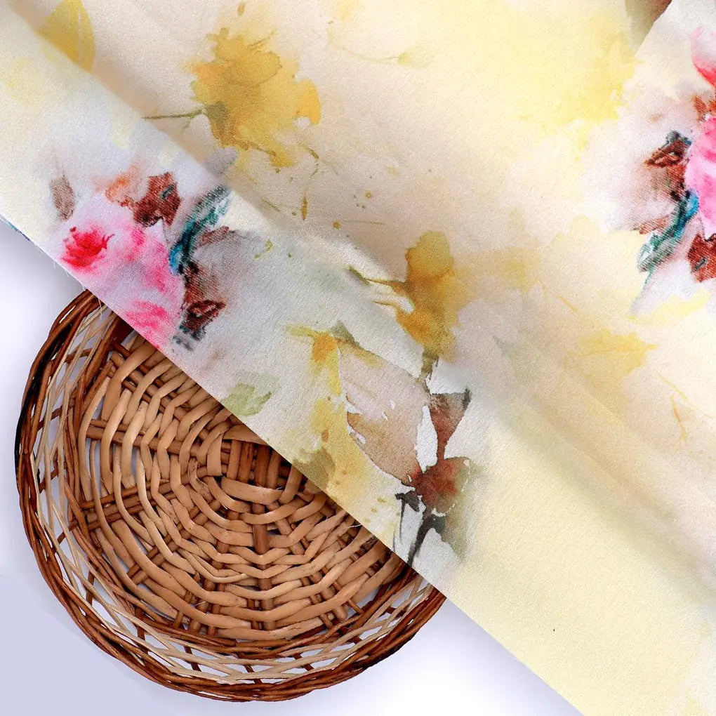 Coolest Watercolour Paper Art Of Flower Digital Printed Fabric - Japan Satin – js 0 ta07091p5 110 coolest watercolour paper art of flower digital printed fabric japan satin 2