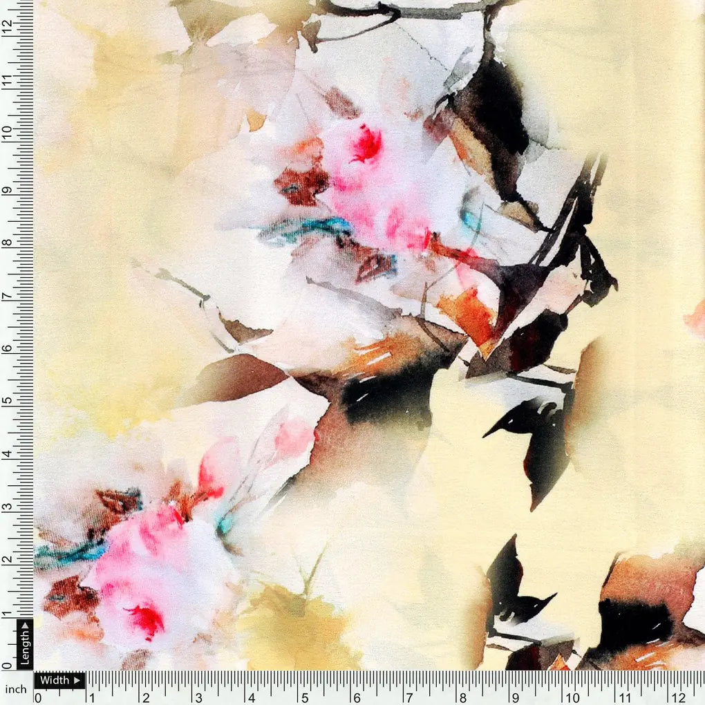 Coolest Watercolour Paper Art Of Flower Digital Printed Fabric - Japan Satin – js 0 ta07091p5 110 coolest watercolour paper art of flower digital printed fabric japan satin 4