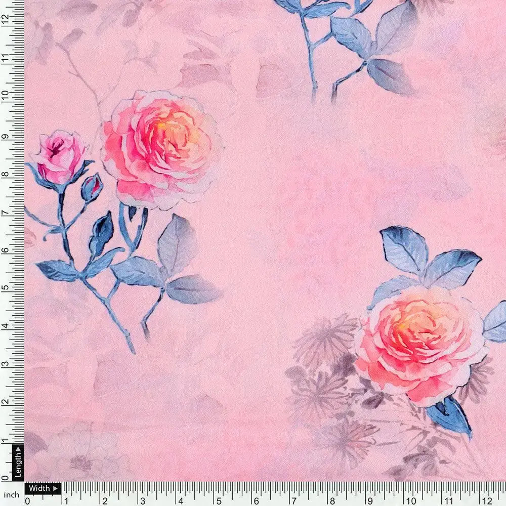 Roses Floating on Pink Base Digital Printed Fabric – js 0 ta07124b 110 roses floating on pink base digital printed fabric 4
