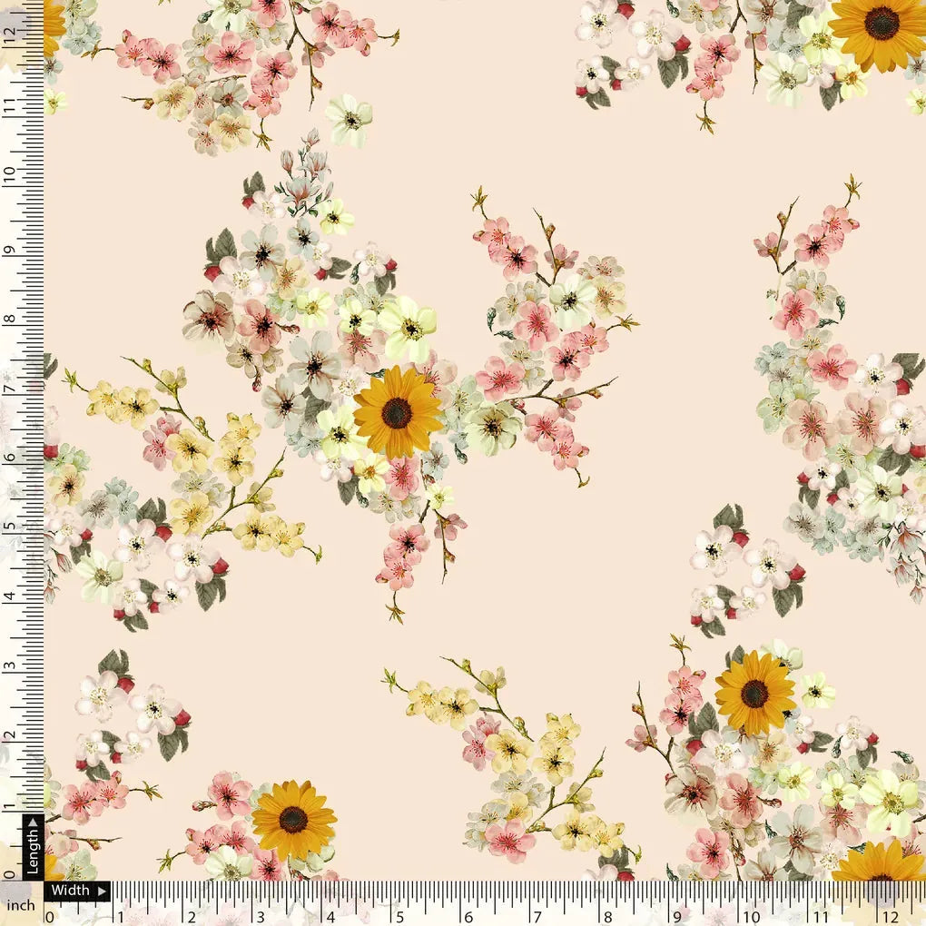 Decorative Multicolour Sunflower Digital Printed Fabric – js 0 ta07140 110 decorative multicolour sunflower digital printed fabric 5