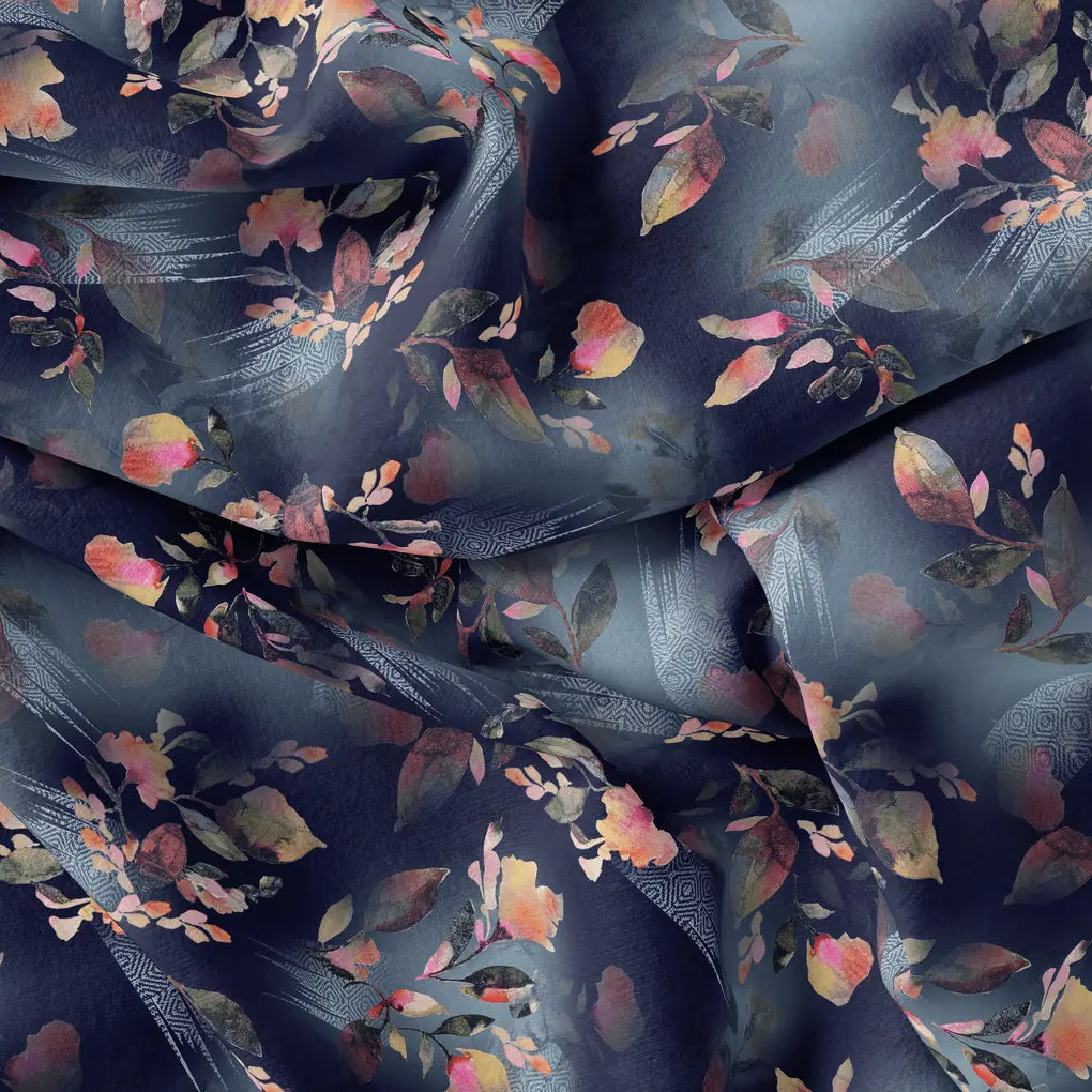 Little Leaves Petals With Blue background Digital Printed Fabric – js 0 ta07145p6 110 little leaves petals with blue background digital printed fabric 4