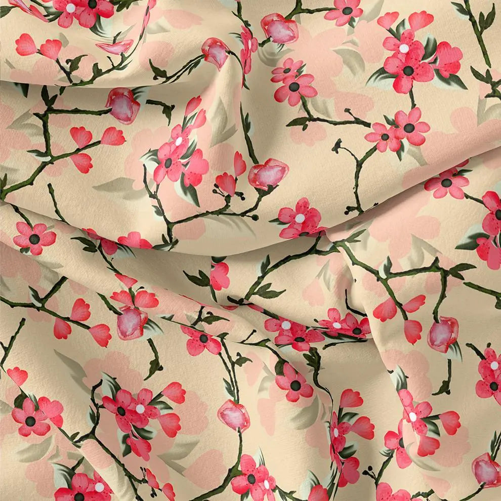 Cherry Red Flower With Branch Digital Printed Fabric – js 0 ta07197p2 110 cherry red flower with branch digital printed fabric 1