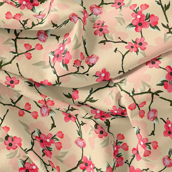 Cherry Red Flower With Branch Digital Printed Fabric – js 0 ta07197p2 110 cherry red flower with branch digital printed fabric 1