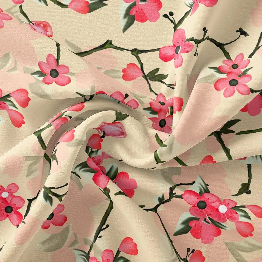 Cherry Red Flower With Branch Digital Printed Fabric – js 0 ta07197p2 110 cherry red flower with branch digital printed fabric 3