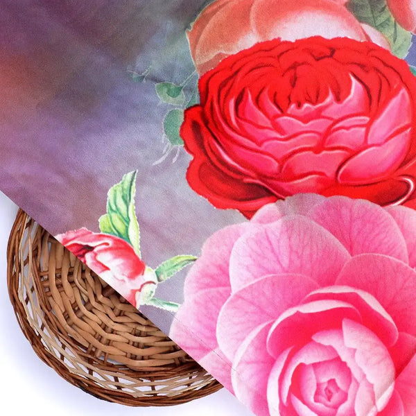 Huge Realistic Flowers Digital Printed Fabric  - Japan Satin – js 0 ta07202l4 110 huge realistic flowers digital printed fabric japan satin 2 - alternate view
