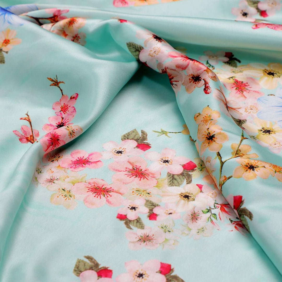 Lovely Geranium Flower Digital Printed Fabric - Japan Satin - FAB VOGUE Studio®