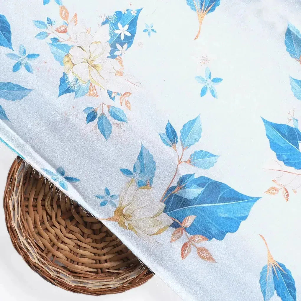 Flower On Ocean Blue Digital Printed Fabric - Japan Satin – js 0 ta07233p1 110 flower on ocean blue digital printed fabric japan satin 2