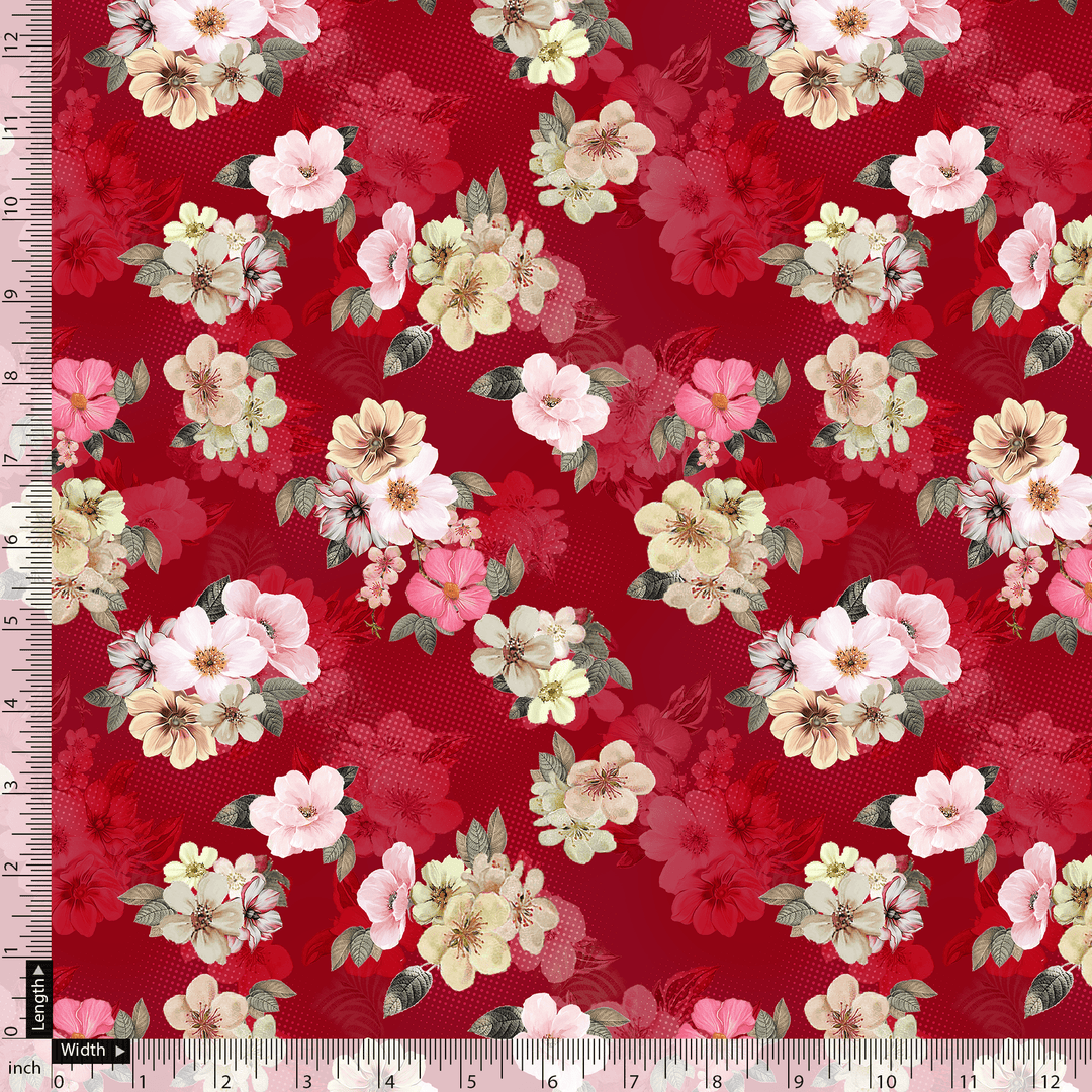 Big Narcissus Multi Colour Flower Digital Printed Fabric - FAB VOGUE Studio®