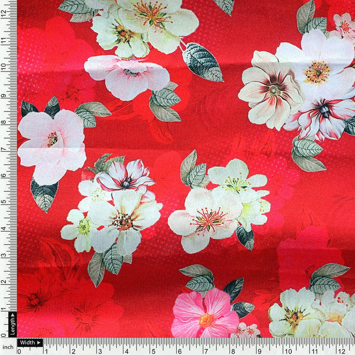 Big Narcissus Multi Colour Flower Digital Printed Fabric - Japan Satin - FAB VOGUE Studio®