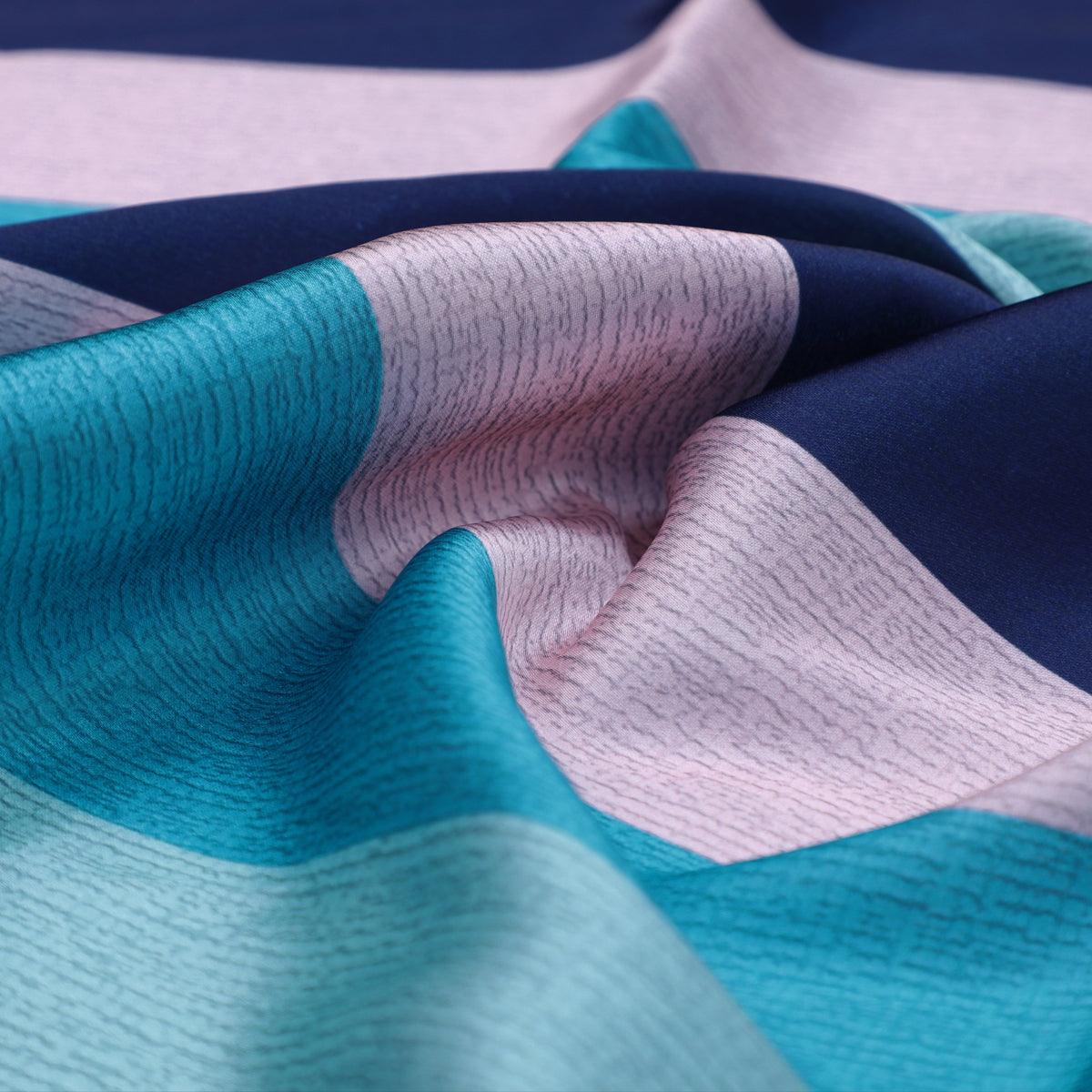 Subtle Colour Stripes Digital Printed Fabric - Japan Satin - FAB VOGUE Studio®