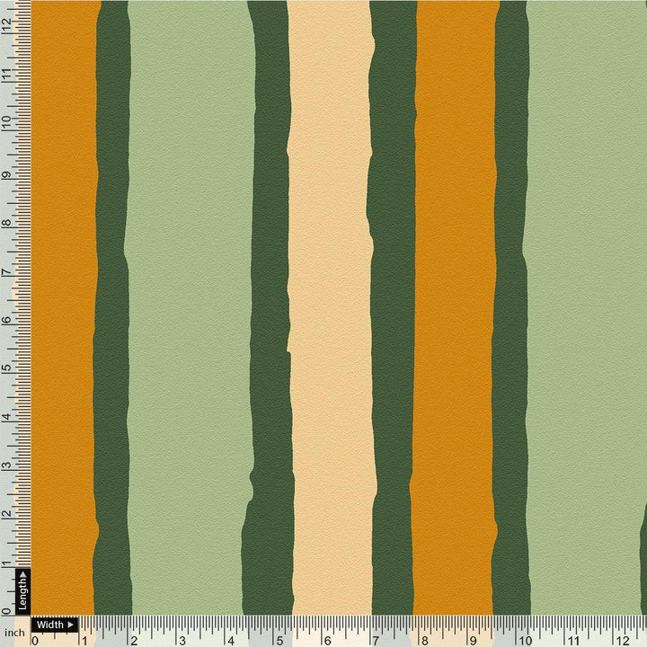 Yellow Green Stripes Digital Printed Fabric - FAB VOGUE Studio®