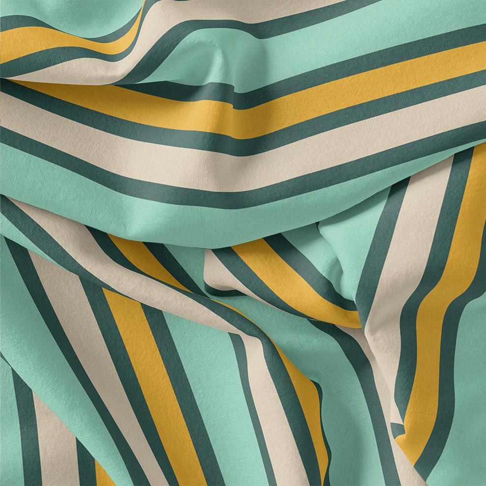 Green And Yellow Stripes Combo Digital Printed Fabric - FAB VOGUE Studio®