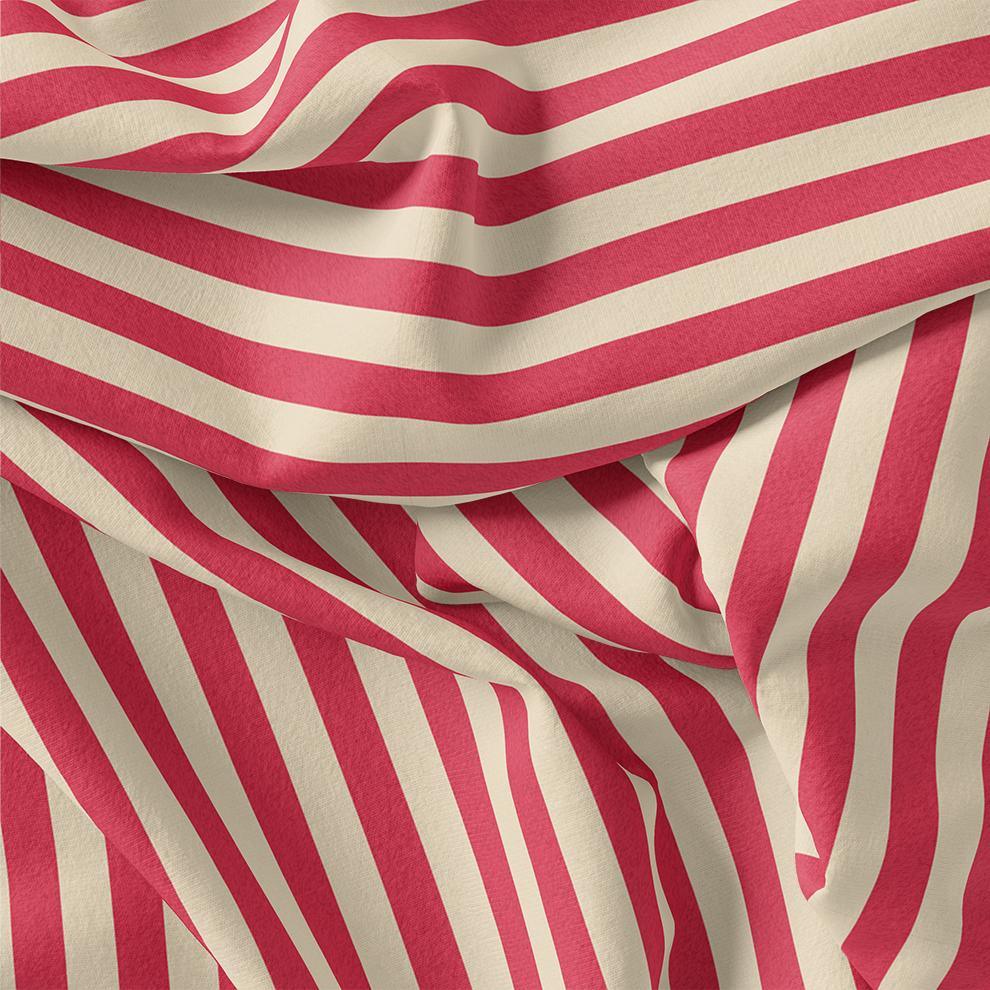 Red And Offwhite Stripe Combo Digital Printed Fabric - FAB VOGUE Studio®