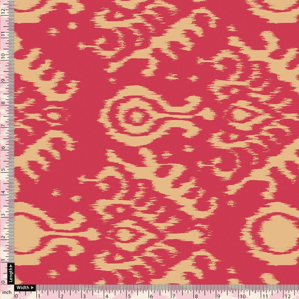 Tribal Prints On Carrot Red Digital Printed Fabric - Japan Satin - FAB VOGUE Studio®