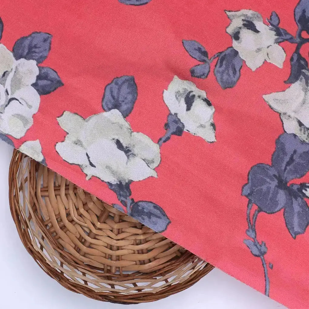 Red And White Flower Digital Printed Fabric - Japan Satin – js 0 ta07549 110 red and white flower digital printed fabric japan satin 2