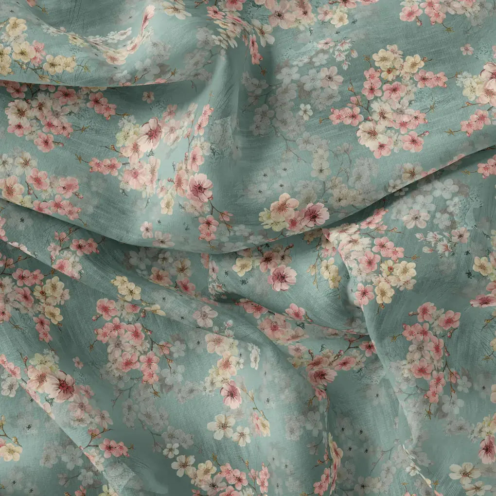 Periwinkle Floral Spring Flower Digital Printed Fabric – js 0 ta07570p4 110 periwinkle floral spring flower digital printed fabric 4