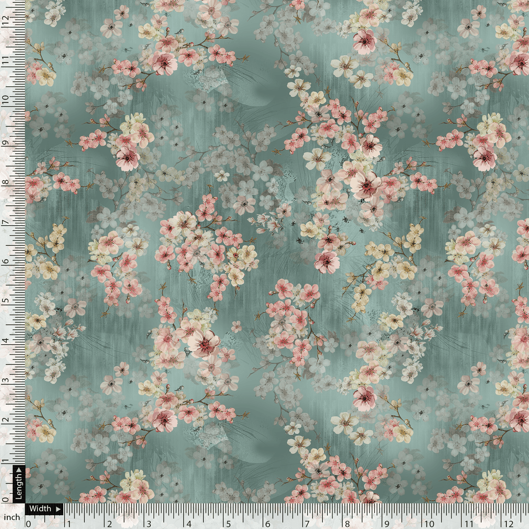 Periwinkle Floral Spring Flower Digital Printed Fabric - FAB VOGUE Studio®