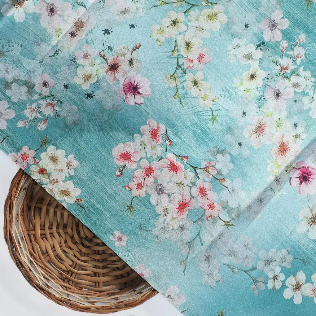 Periwinkle Floral Spring Flower Digital Printed Fabric - Japan Satin – js 0 ta07570p4 110 periwinkle floral spring flower digital printed fabric japan satin 2