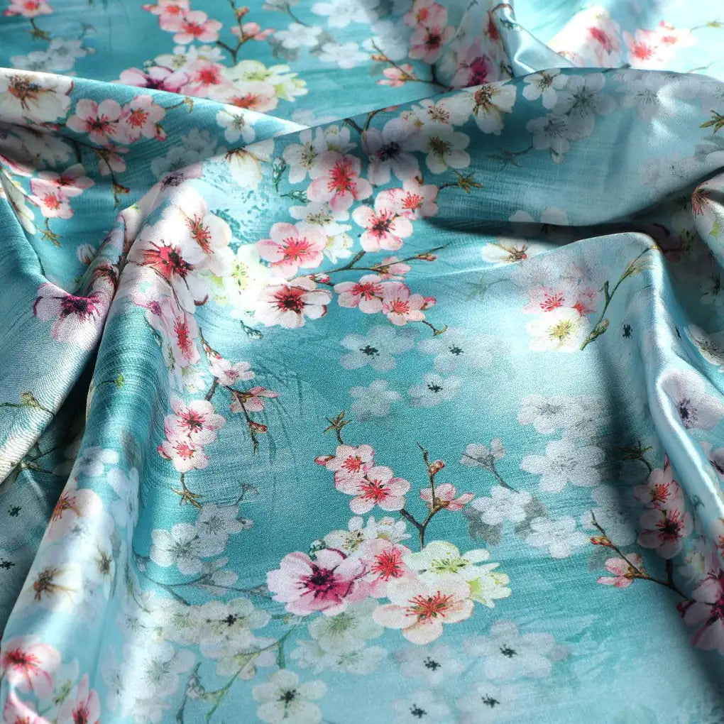 Periwinkle Floral Spring Flower Digital Printed Fabric - Japan Satin – js 0 ta07570p4 110 periwinkle floral spring flower digital printed fabric japan satin 3