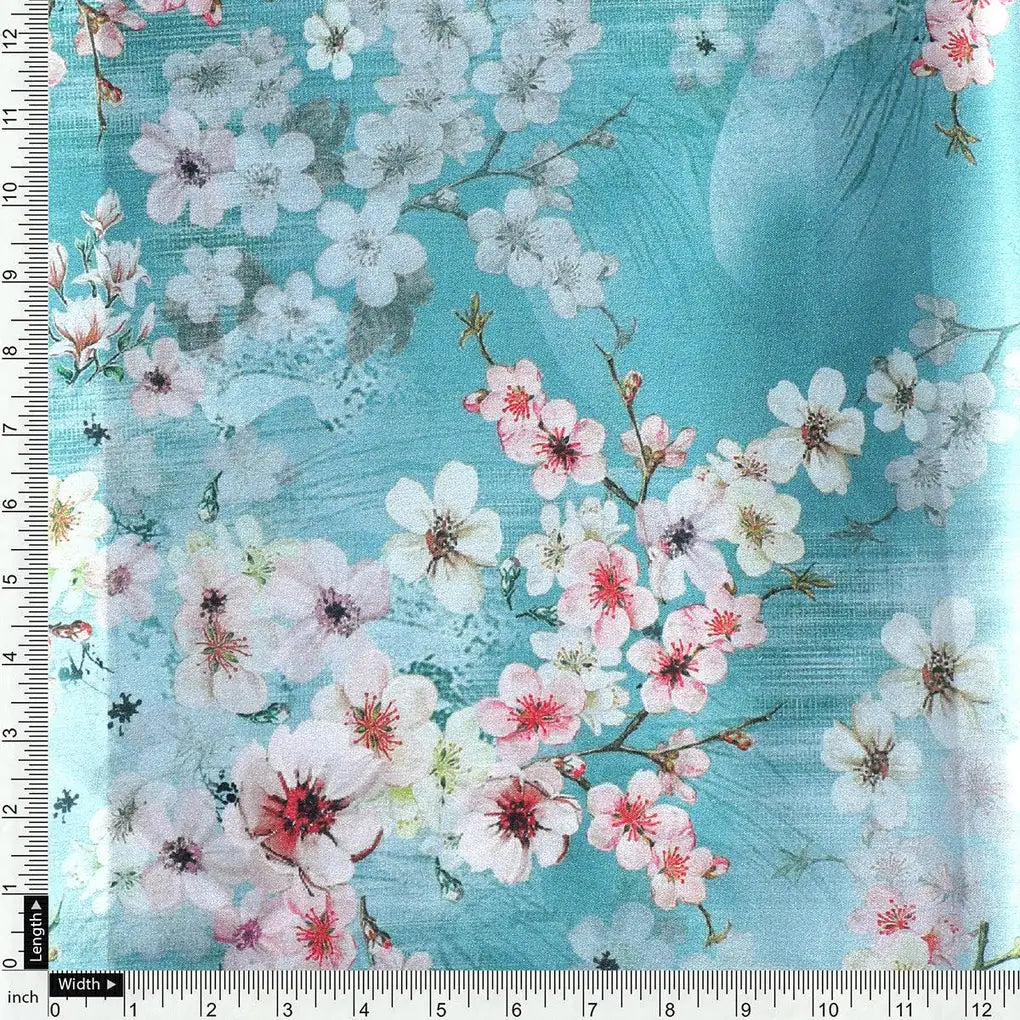 Periwinkle Floral Spring Flower Digital Printed Fabric - Japan Satin – js 0 ta07570p4 110 periwinkle floral spring flower digital printed fabric japan satin 4