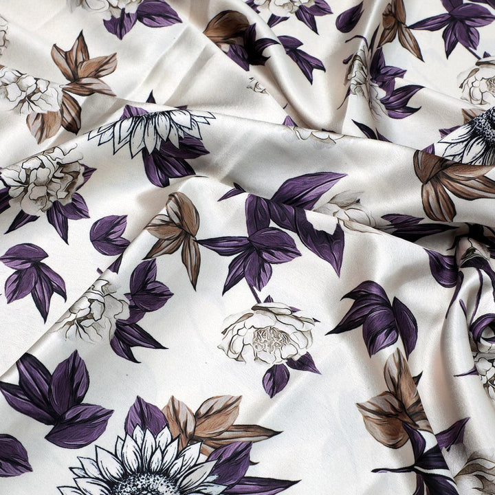 Vintage Look Flower Digital Printed Fabric - Japan Satin - FAB VOGUE Studio®