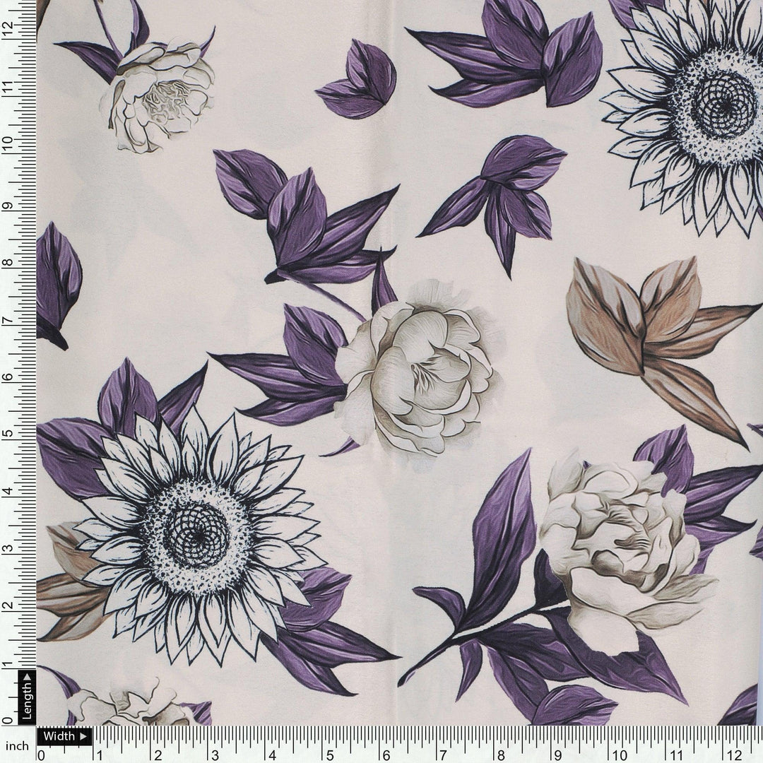 Vintage Look Flower Digital Printed Fabric - Japan Satin - FAB VOGUE Studio®