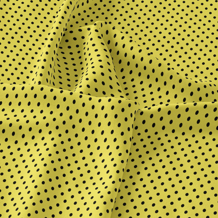 Yellow Polka Dot Digital Printed Fabric - FAB VOGUE Studio®