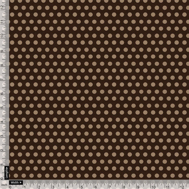 Brown Polka Dot Digital Printed Fabric - Japan Satin - FAB VOGUE Studio®