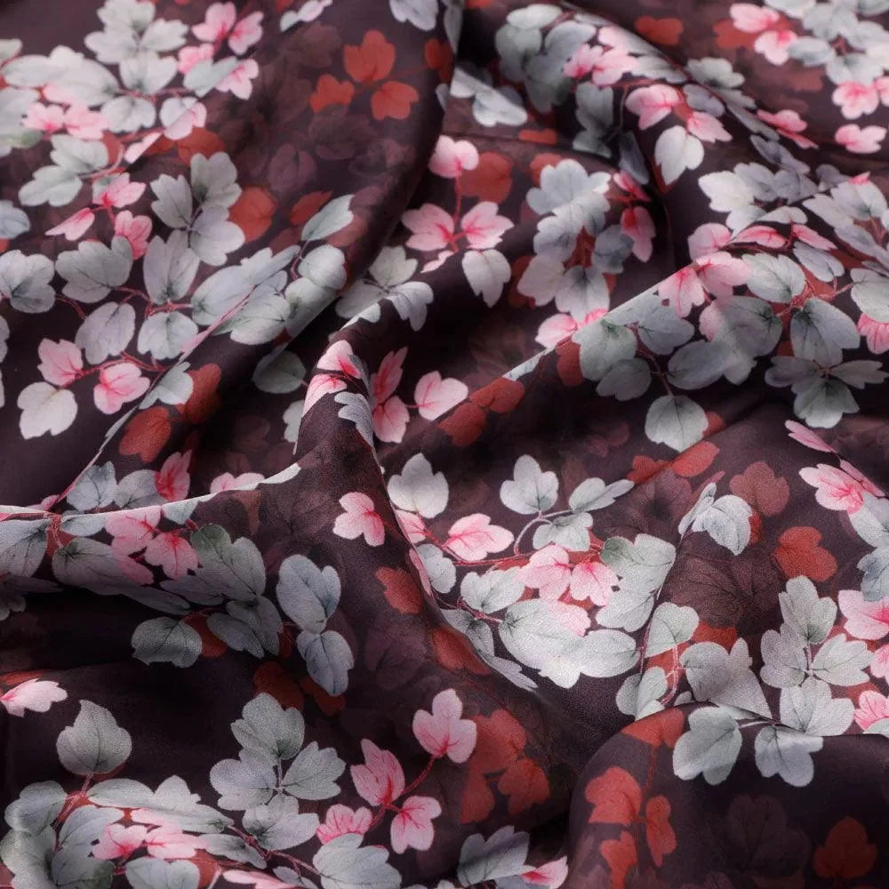 Beautiful Pink With Grey Leaves Digital Printed Fabric - Japan Satin – js 0 ta07717p2 110 beautiful pink with grey leaves digital printed fabric japan satin 3