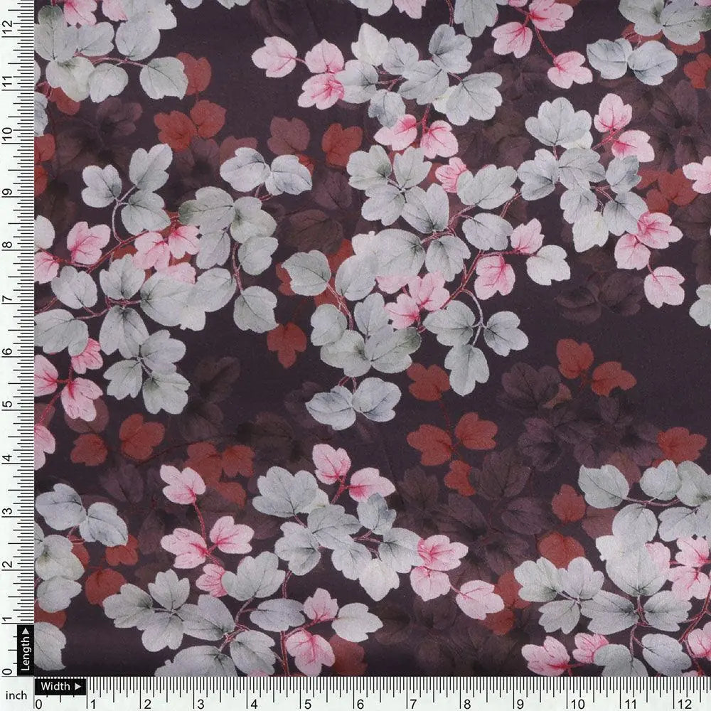Beautiful Pink With Grey Leaves Digital Printed Fabric - Japan Satin – js 0 ta07717p2 110 beautiful pink with grey leaves digital printed fabric japan satin 4
