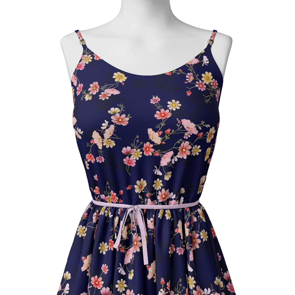 Tiny Colorfull Orchids Floral With Blue Background Digital Printed Fabric – js 0 ta07814p1 110 tiny colorfull orchids floral with blue background digital printed fabric 2