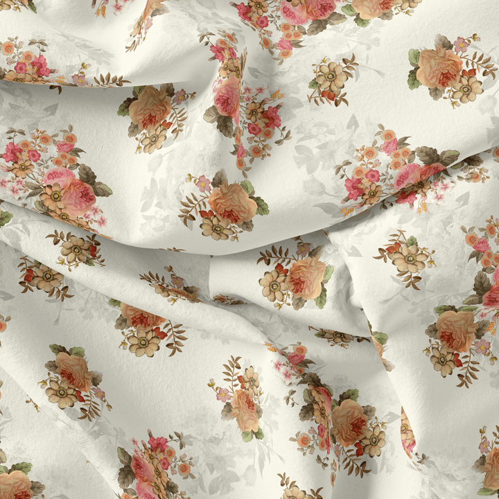 Classic Multicolor Roses With Leaves Digital Printed Fabric - Japan Satin - FAB VOGUE Studio®