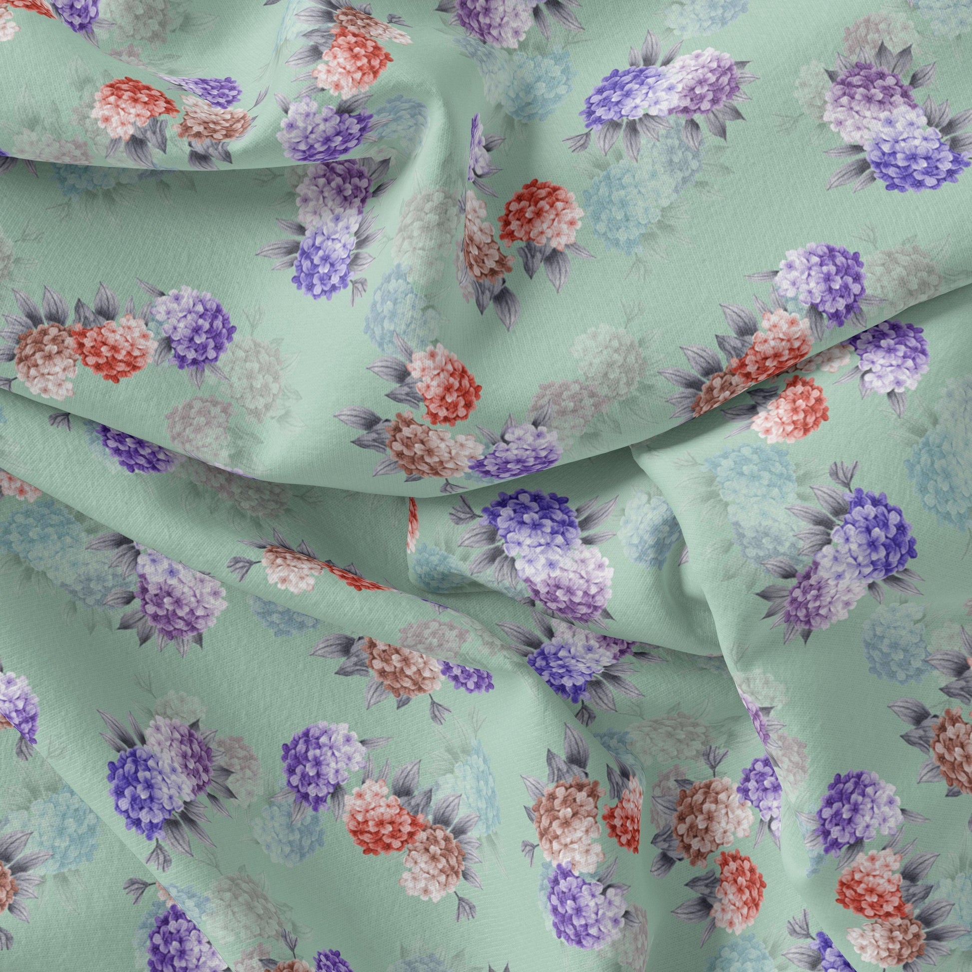Beautiful Three Colour Geranium Flower Digital Printed Fabric - Japan Satin - FAB VOGUE Studio®