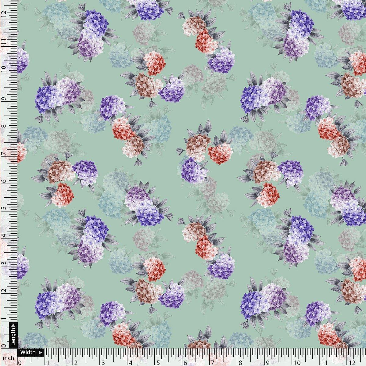 Beautiful Three Colour Geranium Flower Digital Printed Fabric - Japan Satin - FAB VOGUE Studio®
