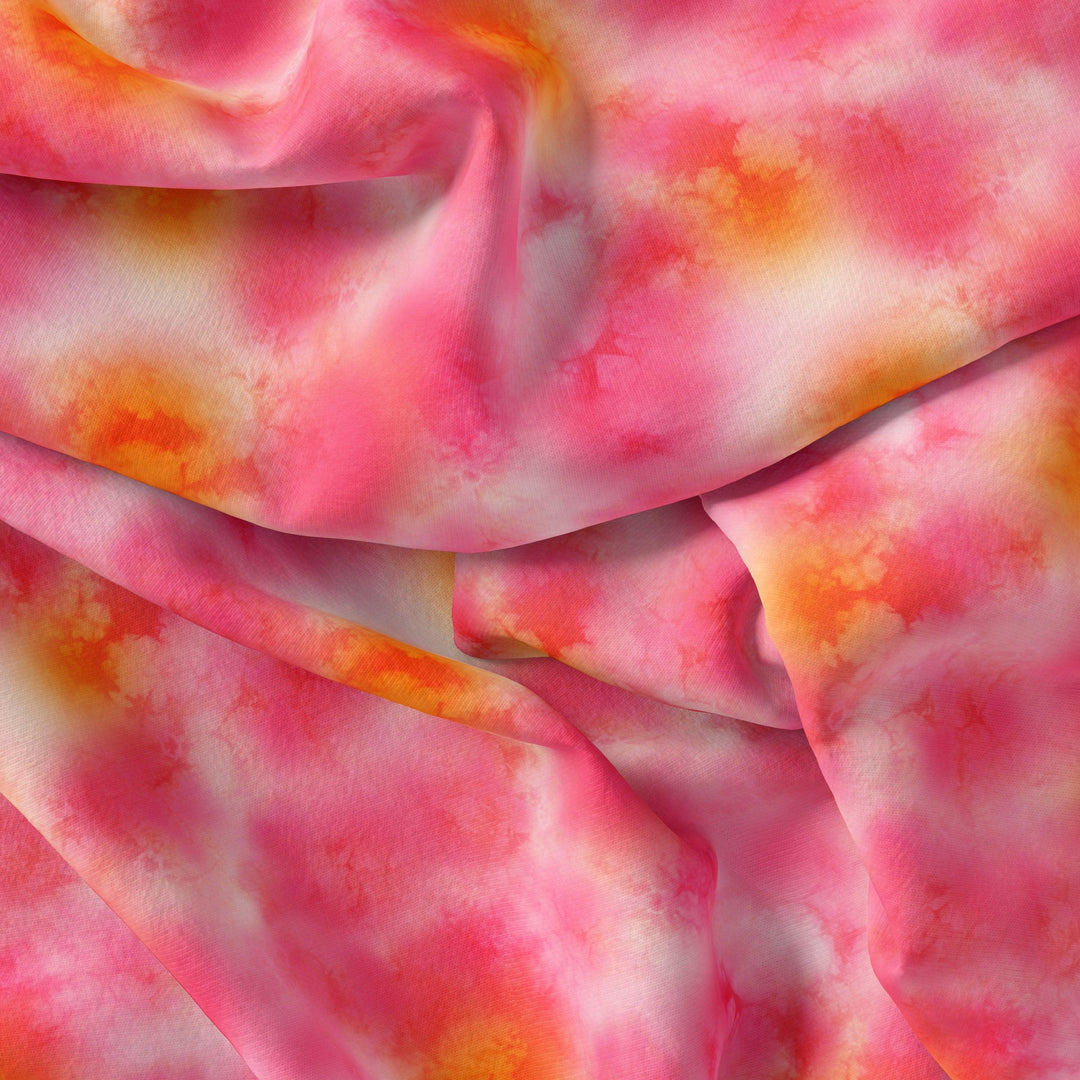 Morden Spotted Pink & Orange Digital Printed Fabric - FAB VOGUE Studio®