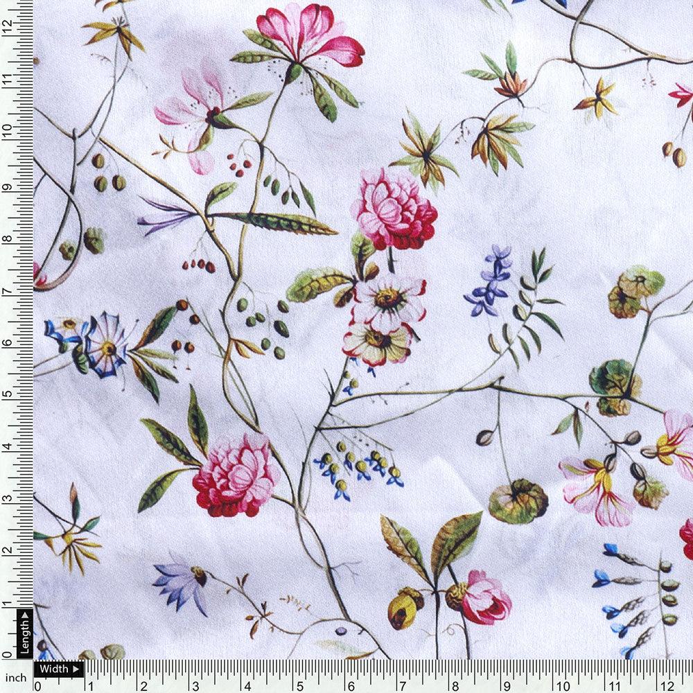 Abstract Colourful Flower Art Digital Printed Fabric - Japan Satin - FAB VOGUE Studio®